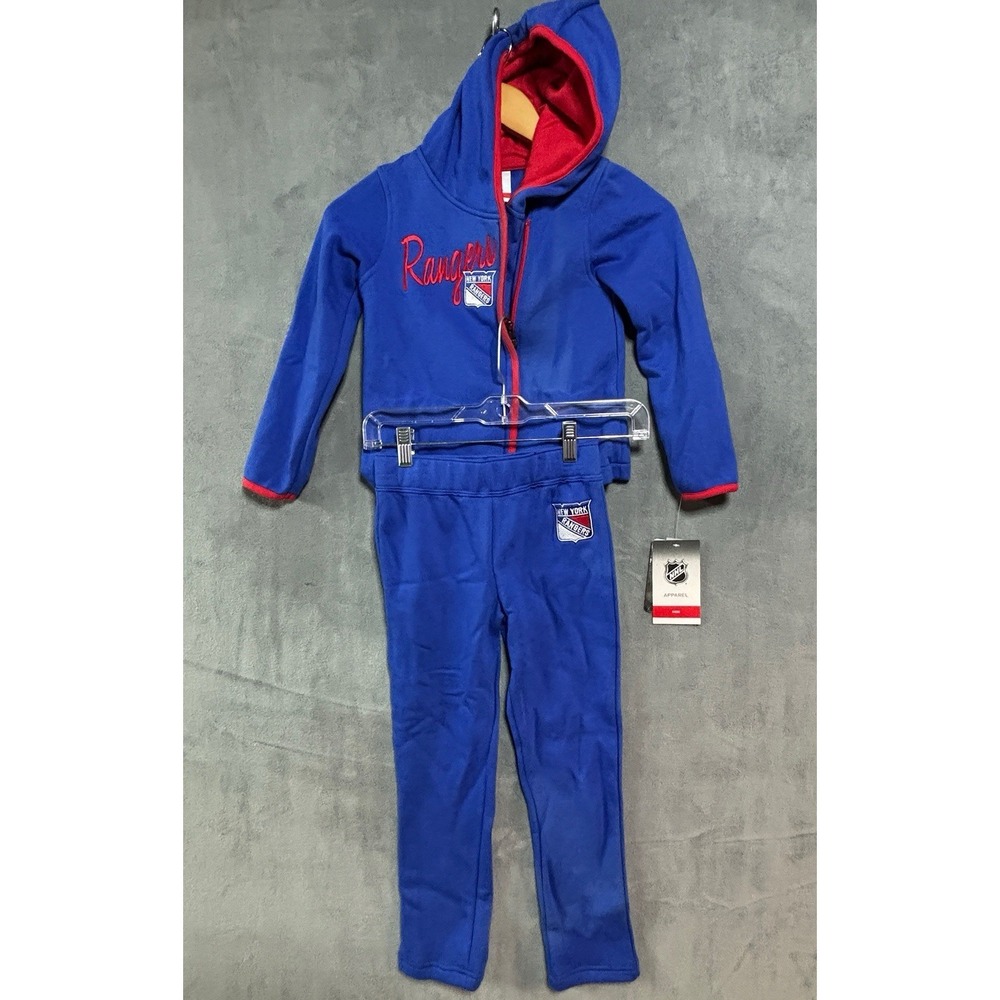 New  Rangers NHL Faceoff Hockey Blue Sweatshirt and Pants Set NWT Sizes 6X